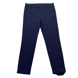 Dunnes Stores Navy Blue Diamond Textured Slim Leg Trousers‎ Size 12 Fits 30"